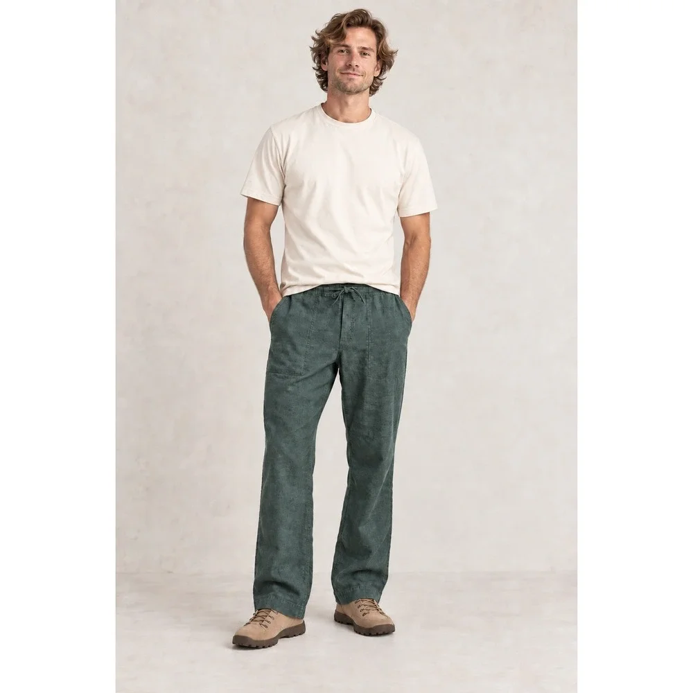 Gorpcore Lounge Prana Breathe Green Hemp Blend Wide Leg Drawstring L Pants